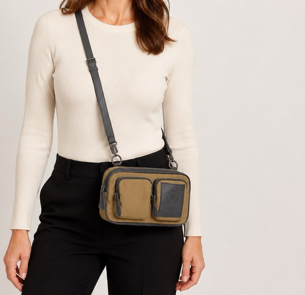 Ted Baker London Motive Modular Crossbody Bag Purse Olive Black